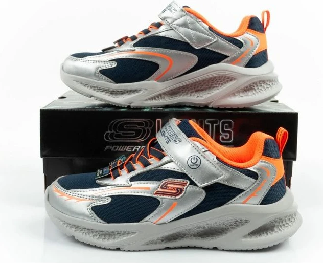 Atlete për fëmijë Skechers Glow Strider LED, argjendi [Madhësia: 32]