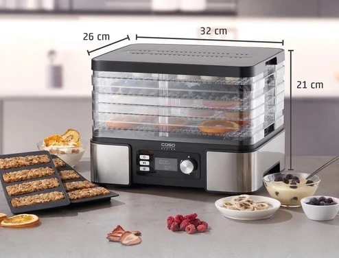 Tharëse ushqimi CASO DH 450 (MPN 3165) 370–450 W, 5 nivele, 30–70°C, timer 0.5–48 h, zi/argjendtë