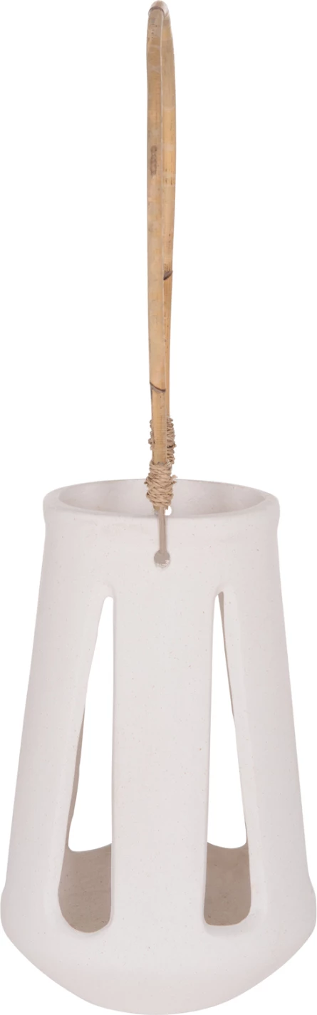 Llambë dekorative tavoline, fibër-cement e bardhë, dorezë ratan, ERANTYL FH4696.02L, 17x27cm