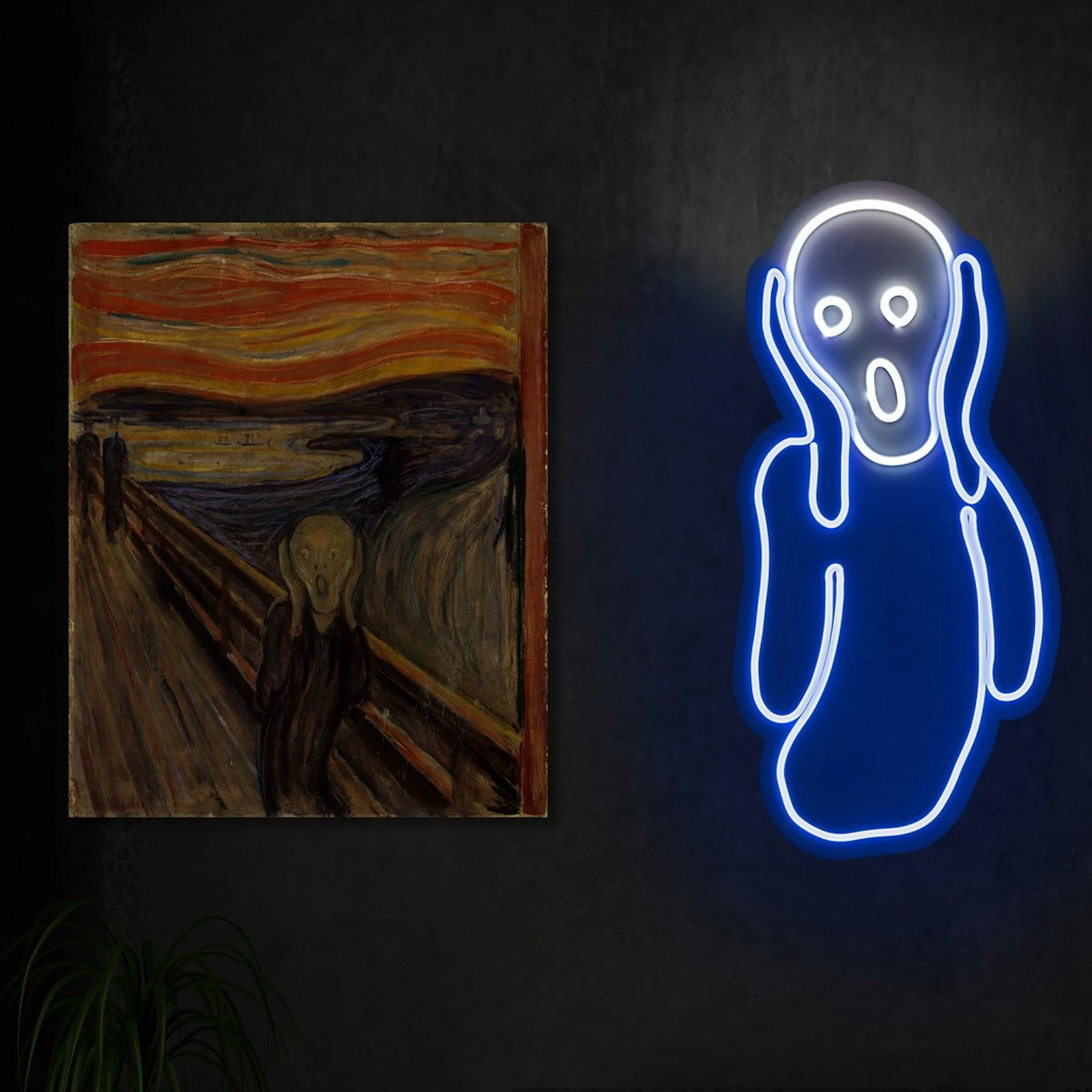 Dritë dekorative plastike LED, Scream, blu dhe bardhë
