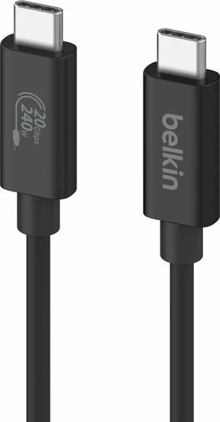 Kabllo USB-C në USB-C Belkin USB4 INZ004bt2MBK 2m 240W 20Gbps, zi/bardhë