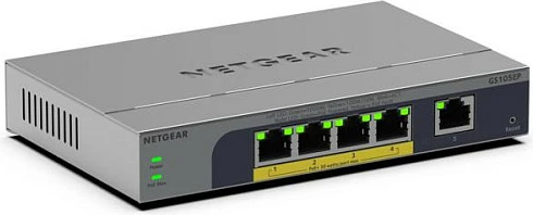 Switch NETGEAR GS105EP, 5x Gigabit, 4x PoE+ 63W, Easy Smart, metal, gri