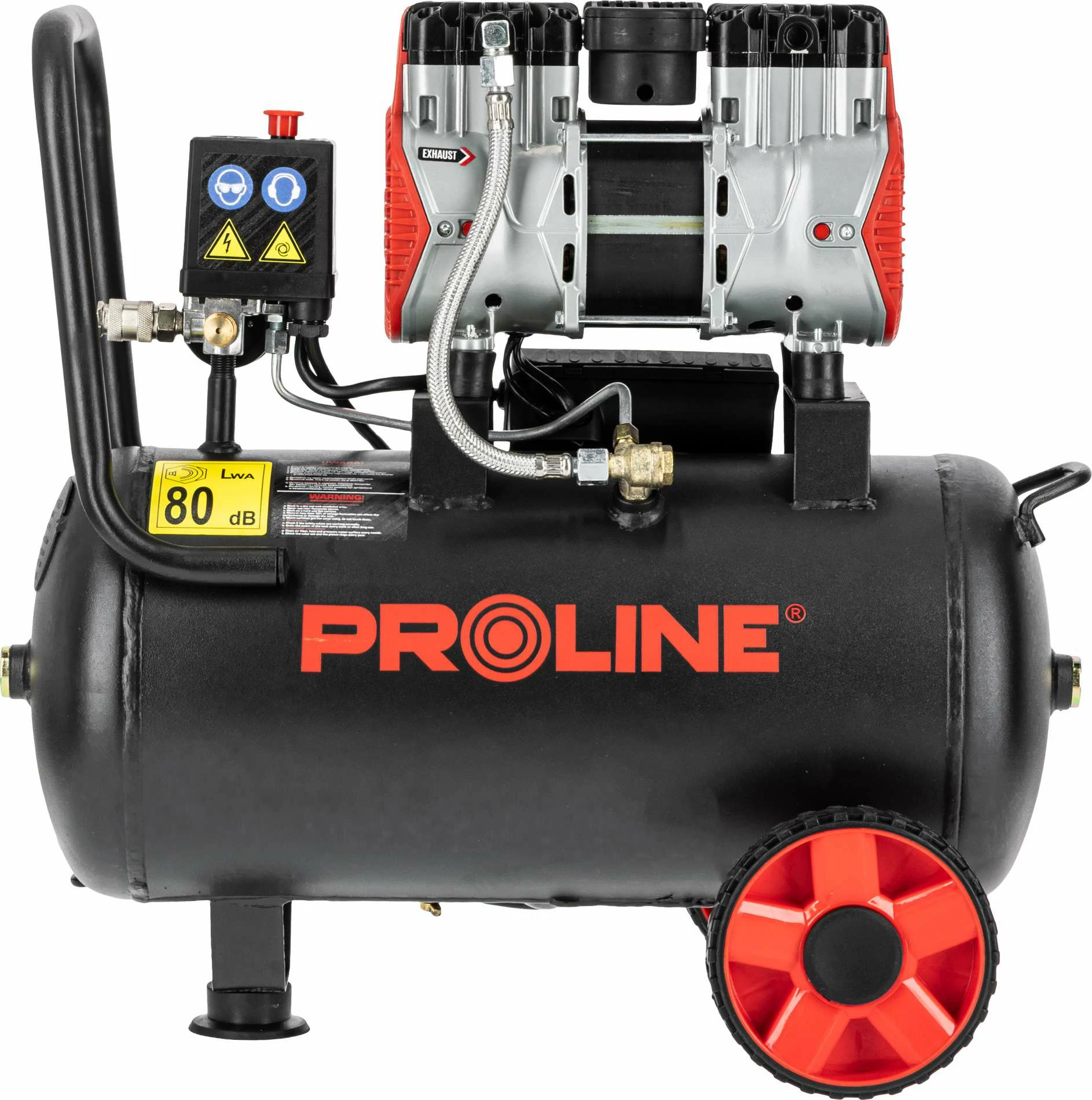 Kompresor ajri pa vaj PROLINE P200004 24L 750W/1HP 8 bar 167 l/min, zi/kuq