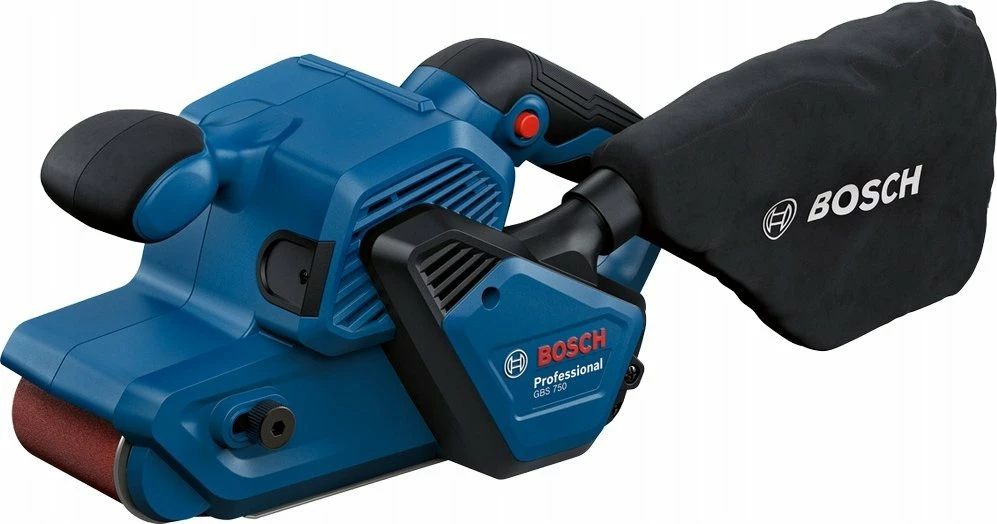 Lëmues rripi Bosch GBS 750 850W, 75x533mm, me kontroll shpejtësie, blu, me qese pluhuri