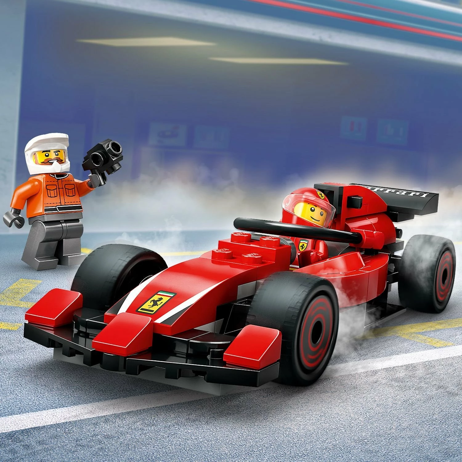 Set ndërtimi LEGO City F1 Pit Stop and Mechanics me Ferrari Car 60443, 322 copë