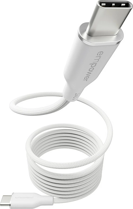 Kabllo USB-C në USB-C PanzerGlass empower Magnetic, 240W, USB 2.0, 1.5m, e bardhë