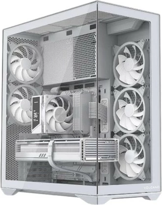 Kasë PC MODECOM Volcano Space XL ARGB AT-SPACE-XL-5F-ARGB-20, Full Tower, 5x140mm ARGB, ATX/E-ATX, USB-C, xham i kalitur, e bardhë