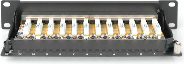 Patch panel Digitus DN-91612S, 12 porta, CAT 6, 10", 1U, e zezë