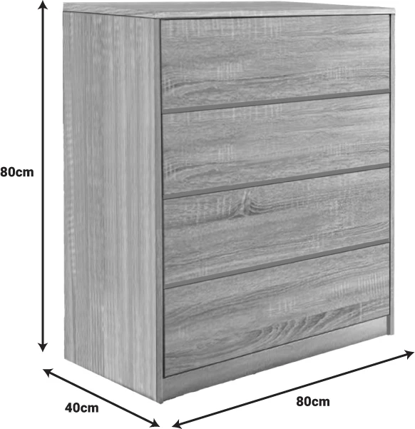 Komodë me sirtarë mdf, ngjyrë natyrale, 80x40x80cm