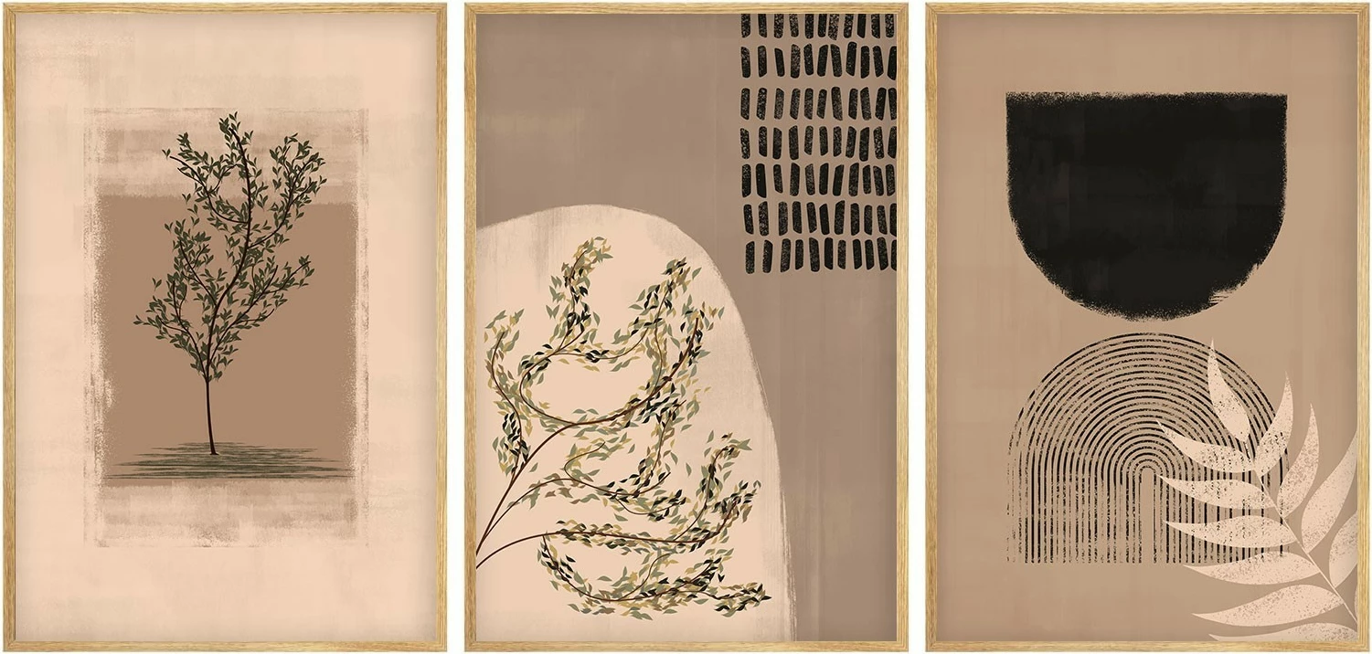 Pikturë dekorative me kornizë, MDF, 3 copë, Wallity, Huhu260, 50x70cm