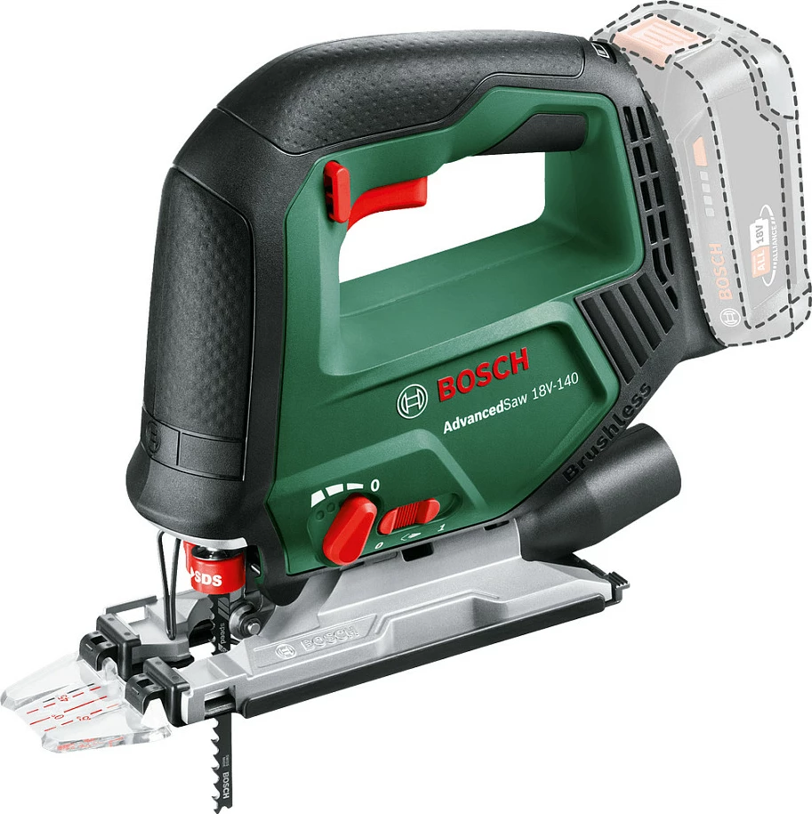 Sharrë tifo Bosch AdvancedSaw 18V-140, 18V, bateri Li-Ion 2.0Ah, me koffer, zi/gjelbër