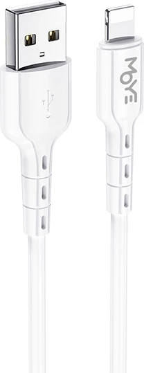 Kabllo data/karikimi Lightning Moye, 1 m, USB-A në Lightning, e bardhë