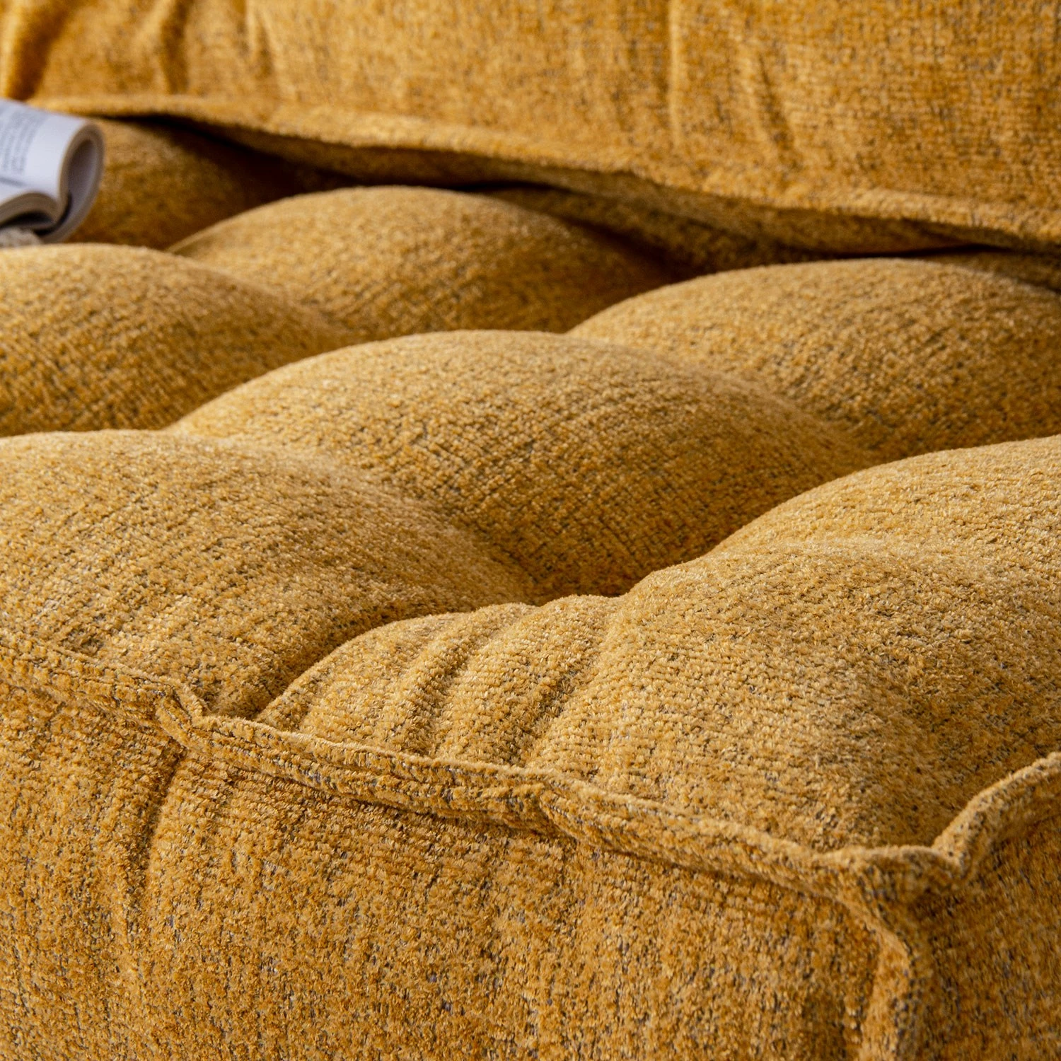 Divan 2-vendësh që shndërrohet në shtrat, stof boucle, ngjyrë mustardë, Atelier del Sofa