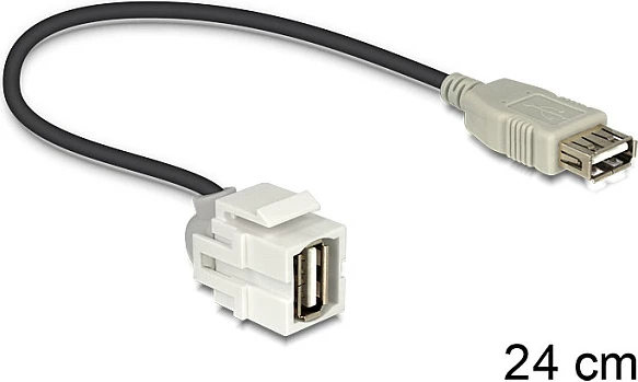 Kabllo zgjeruese USB-A DeLOCK 86329, femër-femër, 0.24 m, modul Keystone, e zezë