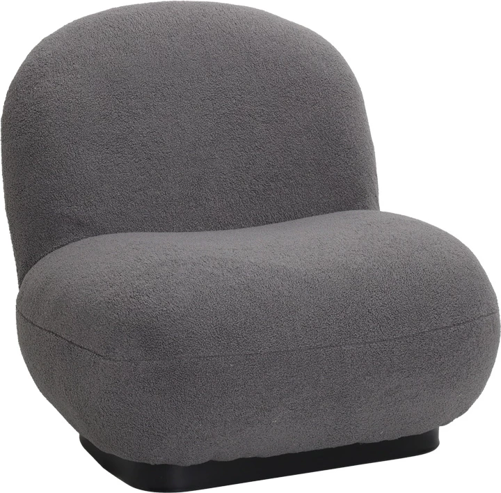 Fotel Rosalie, material teddy gri i errët, bazë e zezë, 85x82x77cm