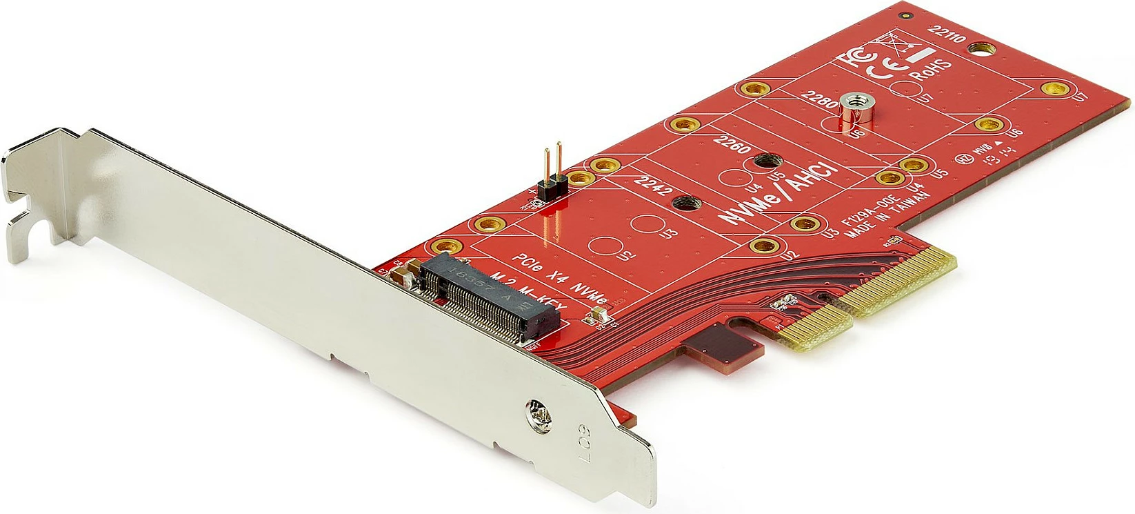 Adapter PCIe në M.2 NVMe SSD StarTech PEX4M2E1, PCIe 3.0 x4, full-height/low-profile, i kuq