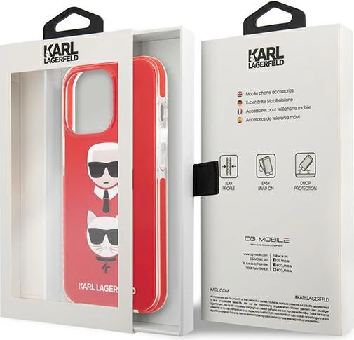 Mbështjellës Karl Lagerfeld KLHCP13LTPE2TR për iPhone 13/13 Pro, 6.1", i kuq