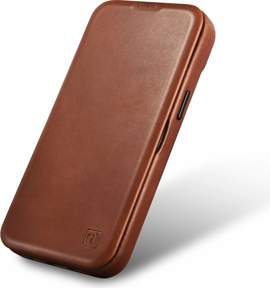 Mbështjellës iCarer Oil Wax Premium Leather Folio për iPhone 14 Plus, MagSafe, kafe