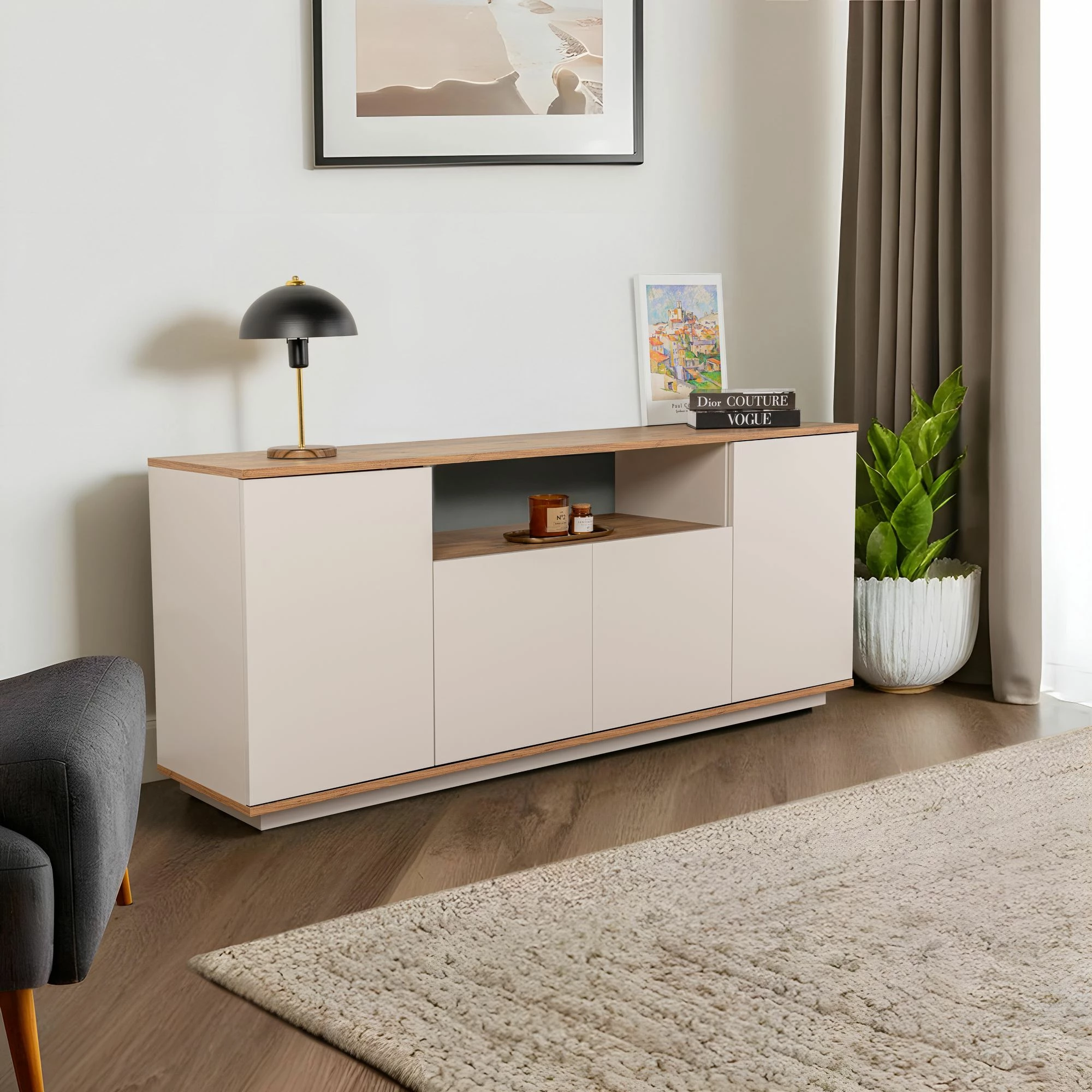 Konsol Skye Decor, Arista, ngjyrë cashmere dhe Atlantic Pine