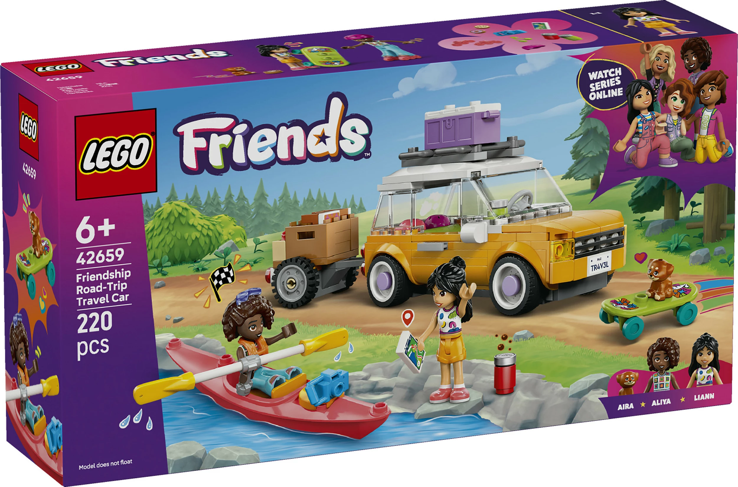 Set ndërtimi LEGO Friends 42659, veturë udhëtimi, 220 copë, e verdhë
