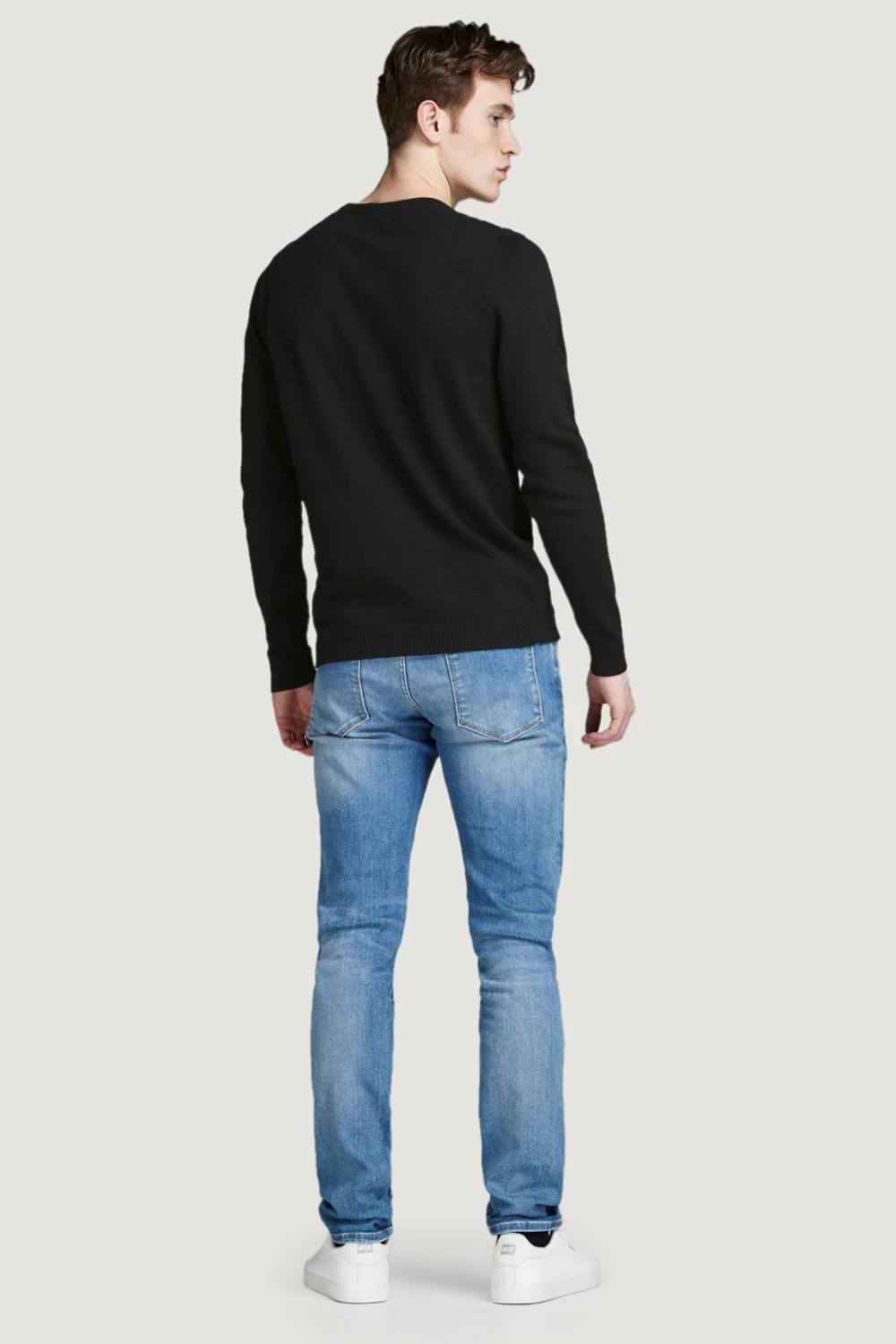 Xhemper për meshkuj Jack & Jones JJEBASIC Knit Crew Neck NOOS 12137190, i zi [Madhësia: S]