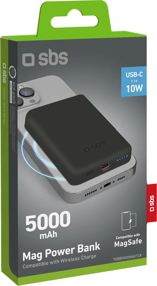 Power bank SBS TEBB5000MAG1CK, 5000 mAh, MagSafe, USB-C, i zi