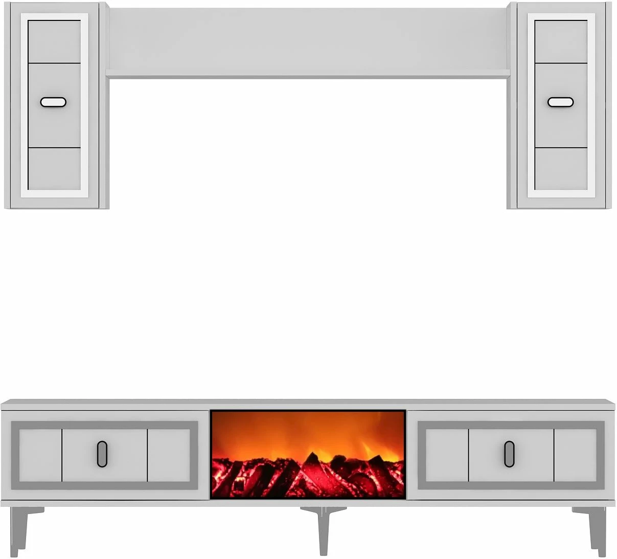 Njësi TV Skye Decor, oxhak Orion, e bardhë, argjend