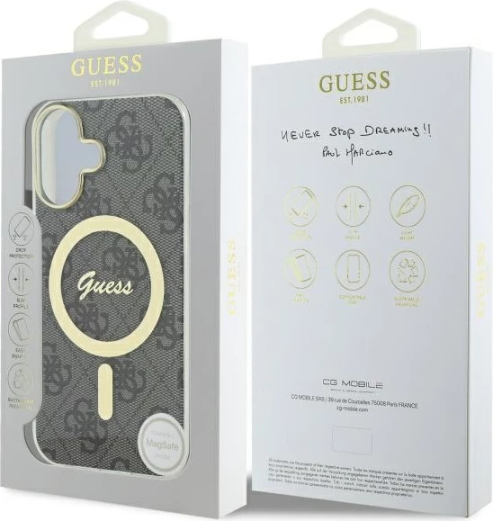 Mbështjellës Guess IML 4G MagSafe për iPhone 16, Zi