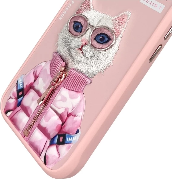 Mbështjellës Nimmy Cool&Cute 2.0 Cat për iPhone 16 6.1", hardcase, Rozë