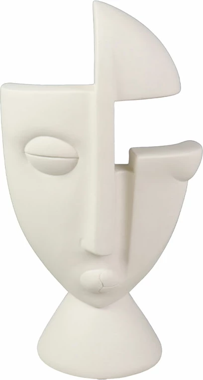 Dekor skulpturë fytyrë gjysmë, ngjyrë e bardhë e zbehtë, 15.5x9.5x29cm