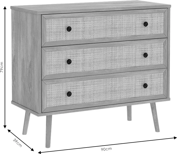 Komodë me 3 sirtarë Oslo sonoma 90x39x79cm
