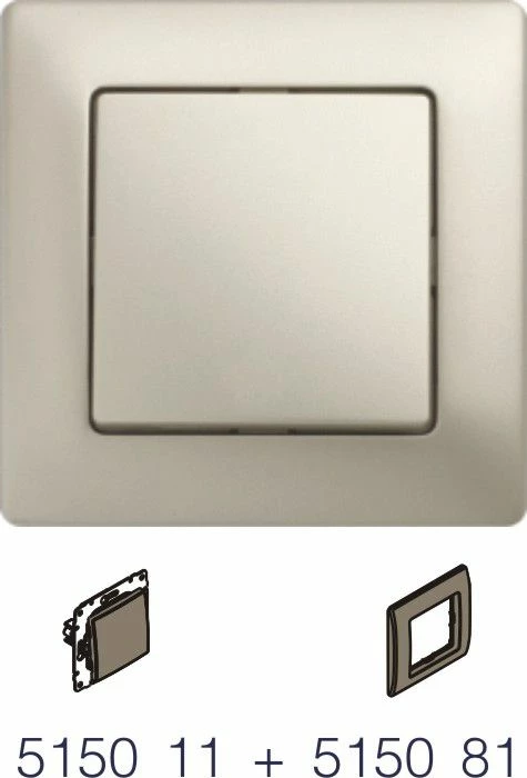 Ndërprerës njëpol KOS Vena 515011, 16AX 250V, IP20, pa ndriçim, pa kornizë, satin