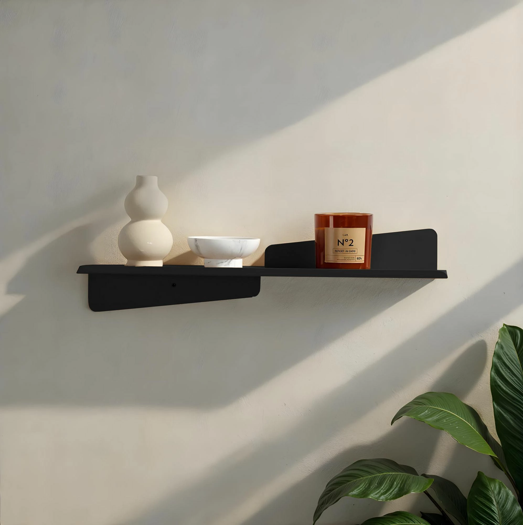Raft dekorativ metalik për mur, ngjyrë e zezë, Skye Decor, Vlnt123Syh