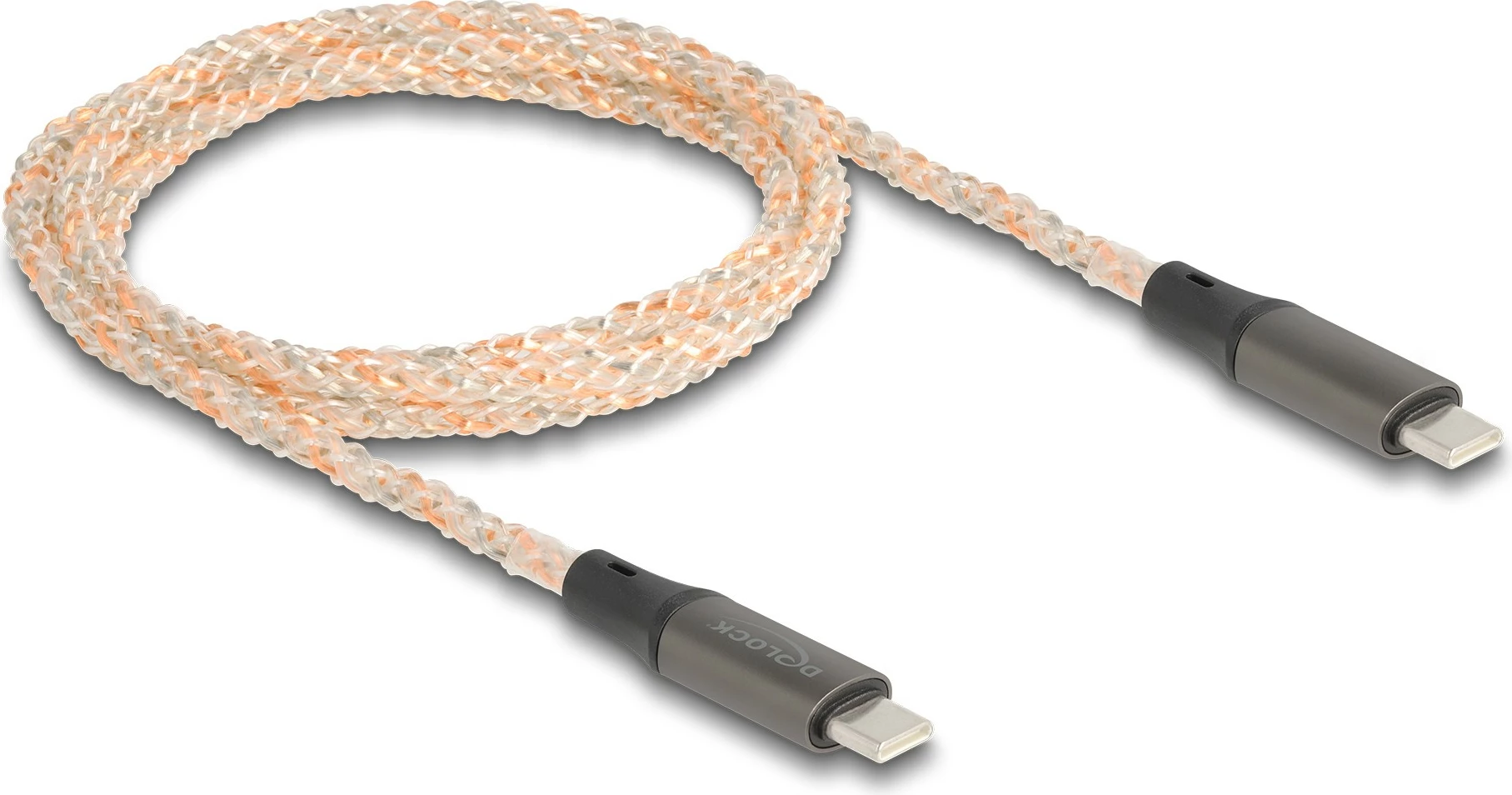 Kabëll USB C DeLOCK 1.2m, USB 2.0, PD 100W, RGB, i zi