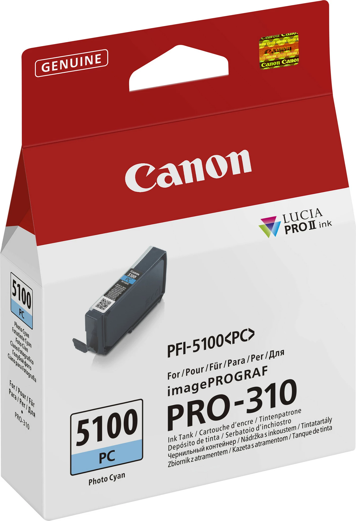 Kartrix boje Canon PFI-5100 PC, 14.4 ml, për imagePROGRAF PRO-310, Photo Cyan