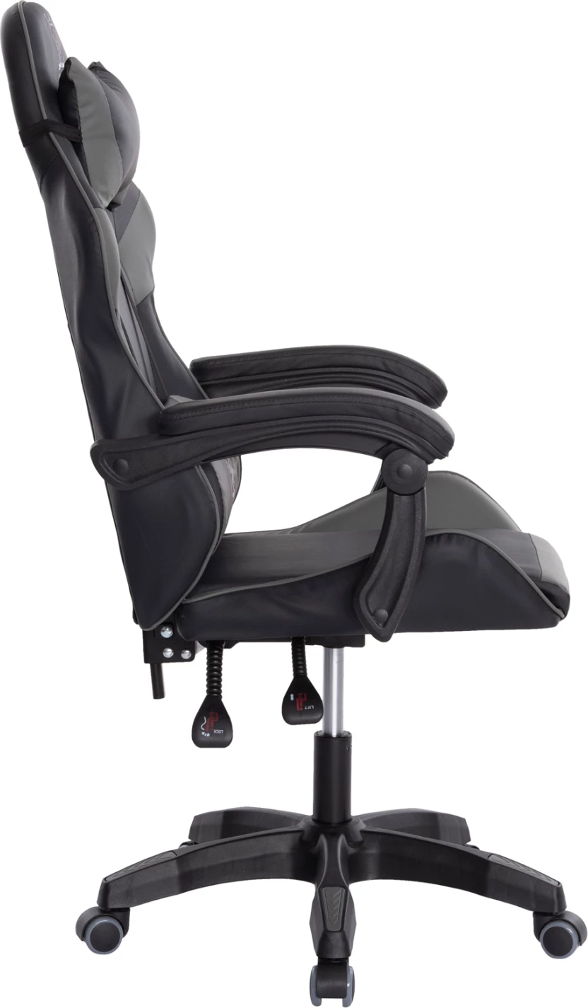 Karrige për lojëra DARREN FH1203.10, e zezë-gri, PVC & najlon, 51x49x125H cm