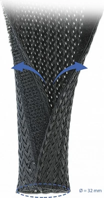 Mbështjellës i gërshetuar për kabllo DeLOCK, 10 m x 32 mm, mbyllje Velcro, i zi
