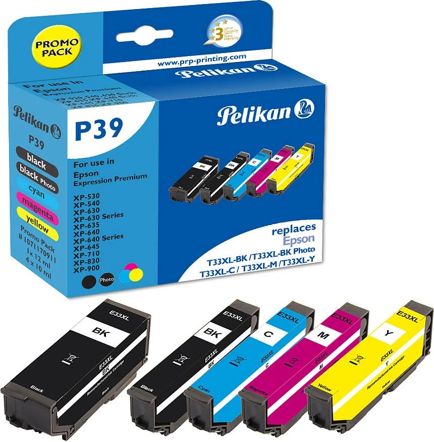Kartrixha tinte Pelikan P39, kompatibile me Epson T33XL/33XL, XL Yield, multipack 5 copë