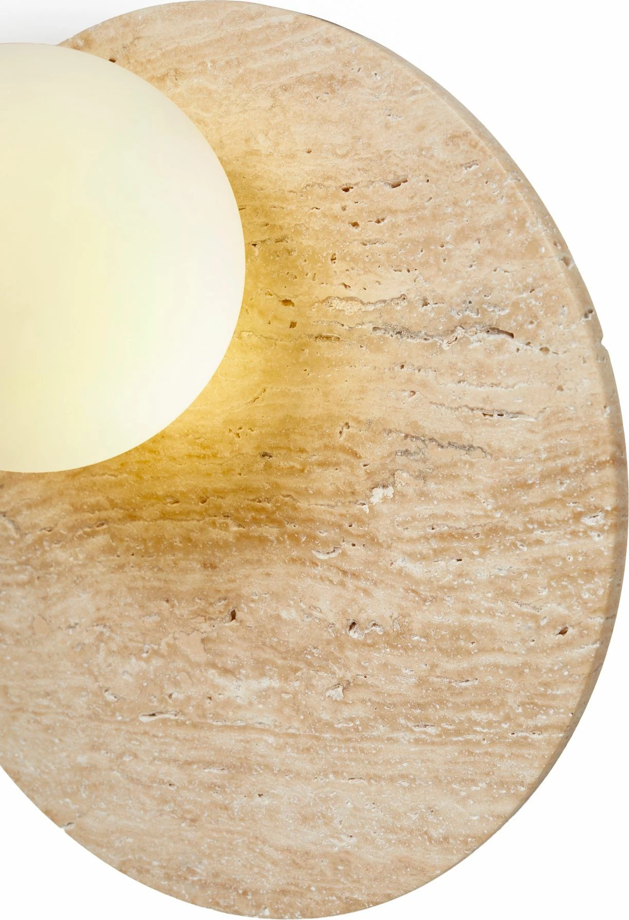 Llambë muri Opviq, pamje Tor-Look, trup travertini, kapak qelqi, bezhë/bardhë