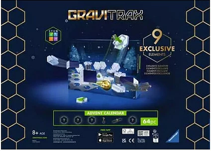 Kalendar adventi GraviTrax Ravensburger Slopes, 64 pjesë, 9 elemente ekskluzive