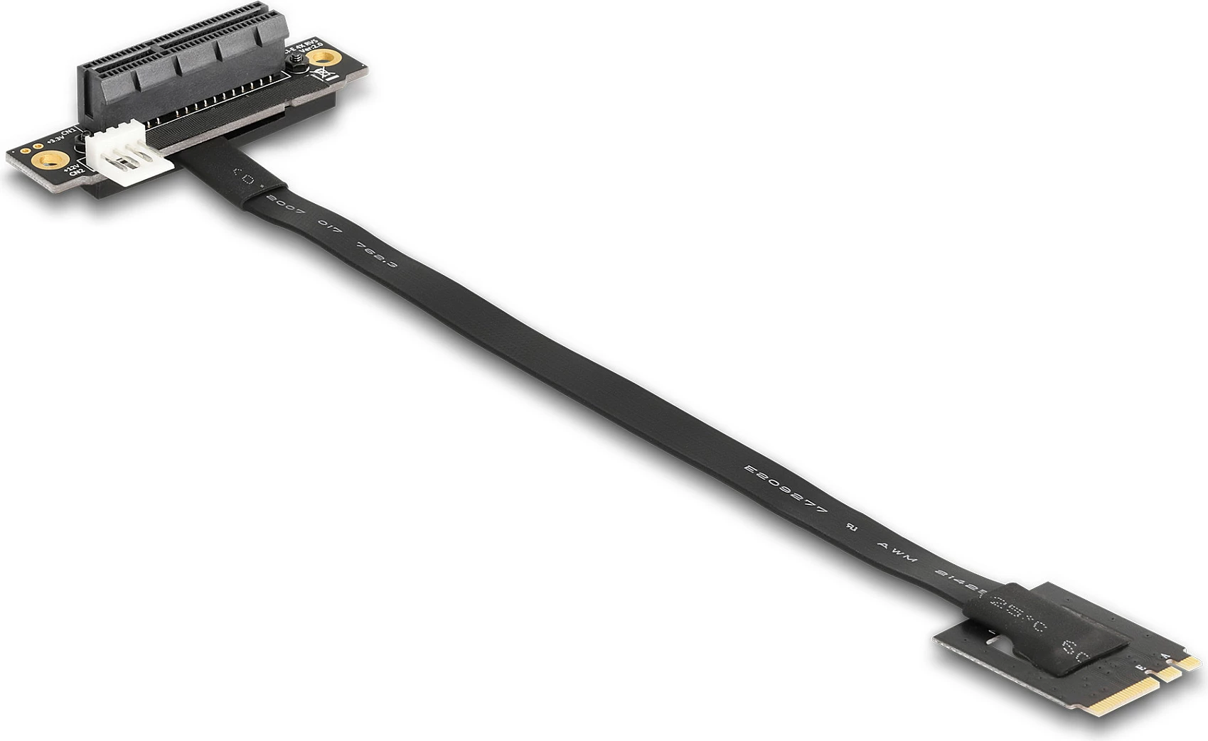 Adapter DeLOCK M.2 Key A+E në PCIe x4 NVMe, PCIe 4.0, kabllo 20 cm, i kënduar