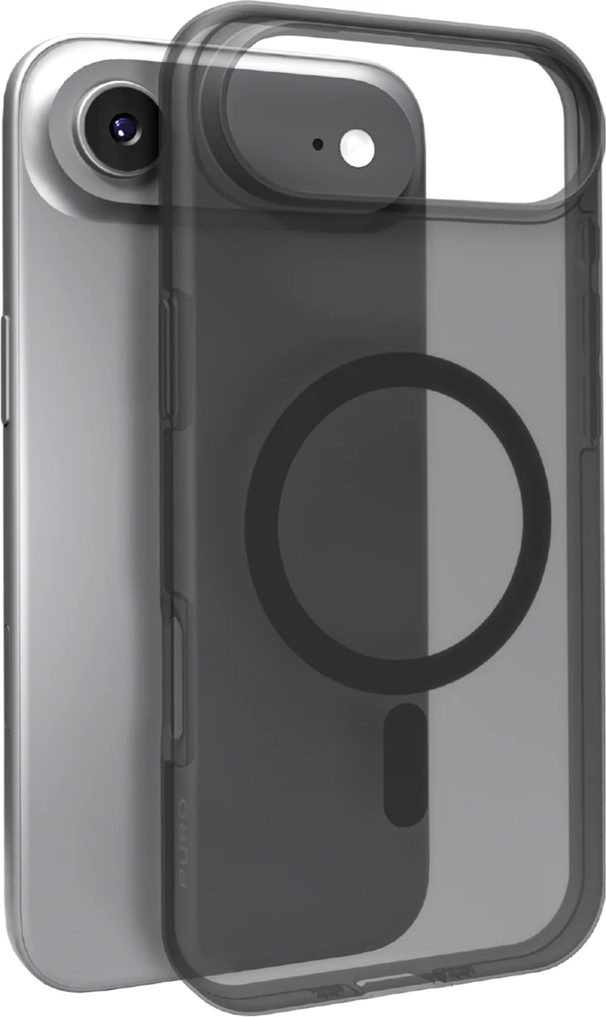 Mbështjellës Puro Daylight për iPhone 17 Air, MagSafe, silikon, gjysmë-transparent, zi