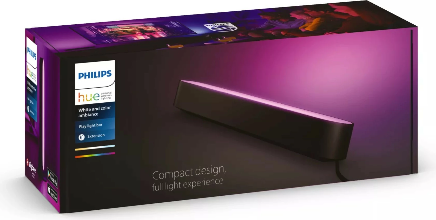 Llambë tavoline smart Philips Hue Play Light Bar Extension, LED, ZigBee, e zezë