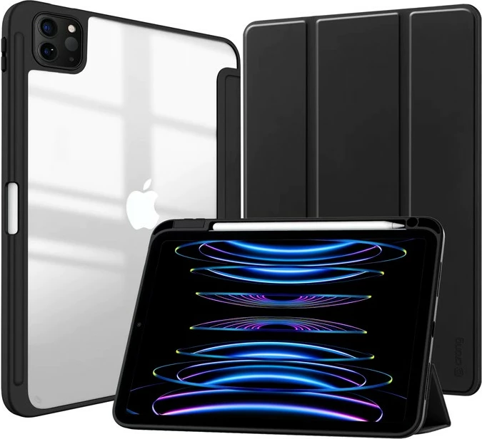 Mbështjellës CRONG PrimeFolio për iPad Air 11 M3/M2, iPad Air 10.9 (5th-4th gen), iPad Pro 11 (2022-2021), i zi/transparente