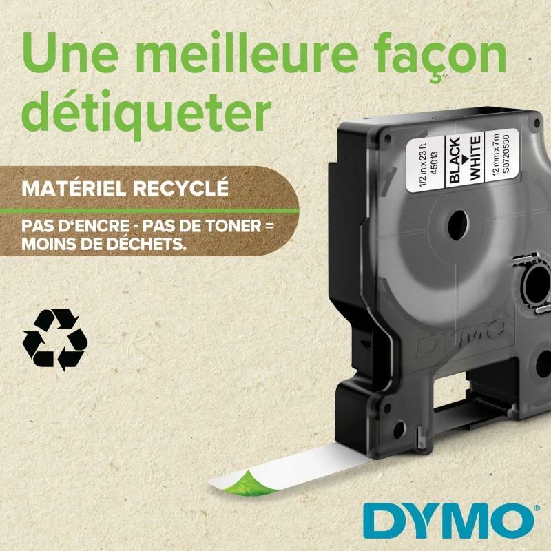 Shirit etiketimi Dymo D1 16958 (S0718050) 19mm x 3.5m najlon fleksibël, tekst i zi në të bardhë