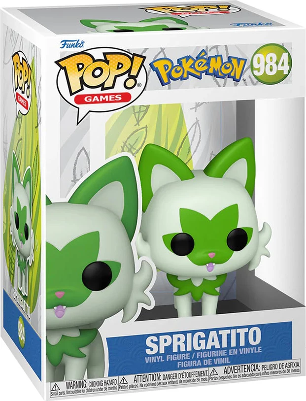 Figurinë koleksionuese Funko POP! Games Pokémon Sprigatito (EMEA), vinyl, jeshile/bardhë