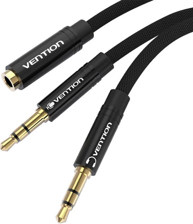 Kabllo Vention BBLBF miniJack 3.5 mm (femër) në 2x miniJack 3.5 mm (mashkull), 1m, e zezë
