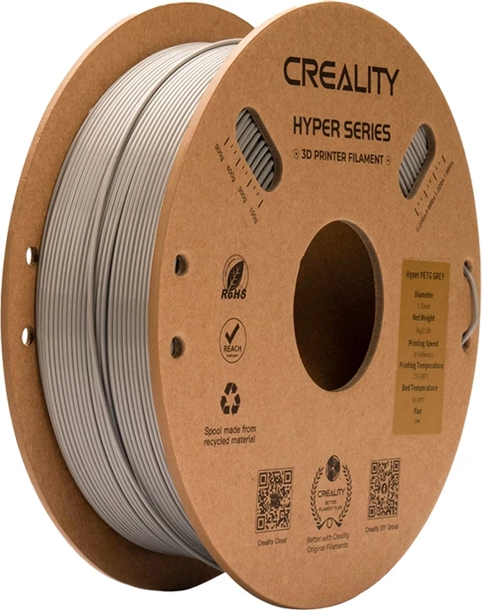 Filament PETG për printer 3D, Creality Hyper PETG 3301030068, 1.75 mm, 1 kg, shpejtësi deri 300 mm/s, gri
