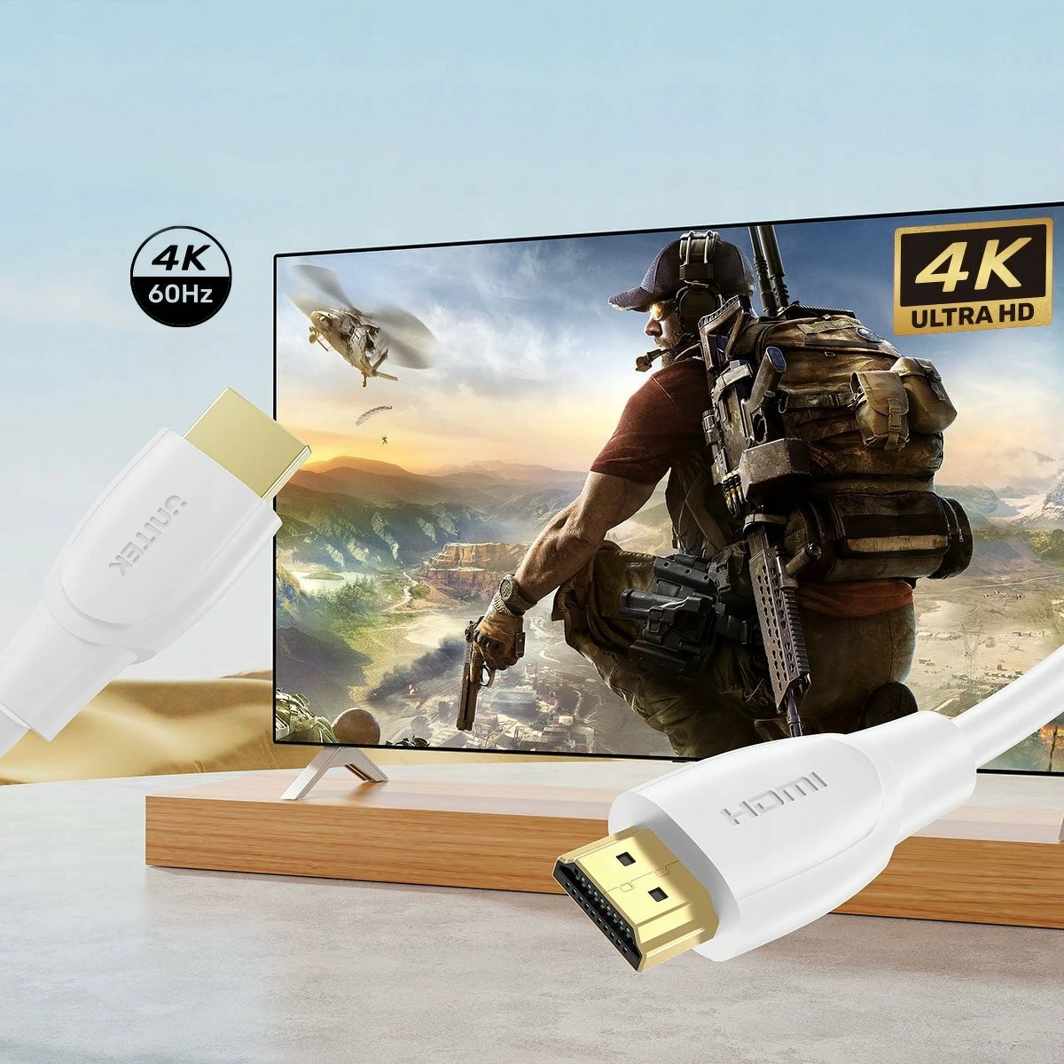 Kabllo HDMI Unitek C11090AWH03-0.3M 0.3m 4K HDMI 2.0 HDR, e bardhë