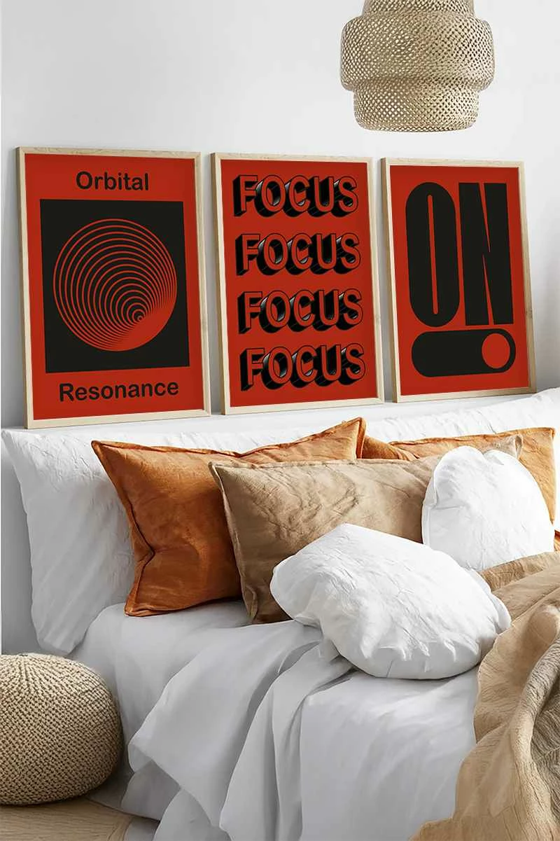 Set pikturash dekorative me kornizë MDF, 3 copë, Wallity, Huhu571, 40x60cm